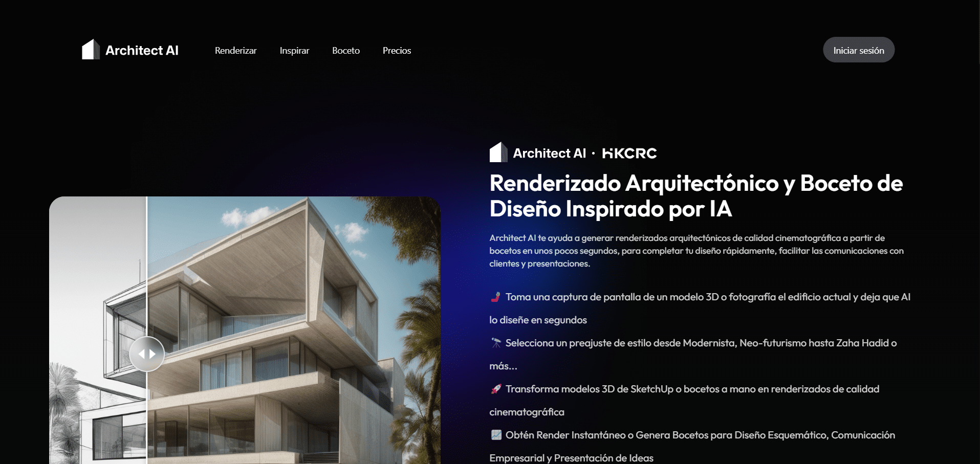 Diseño arquitectónico fotorrealista producido por Architect AI en segundos