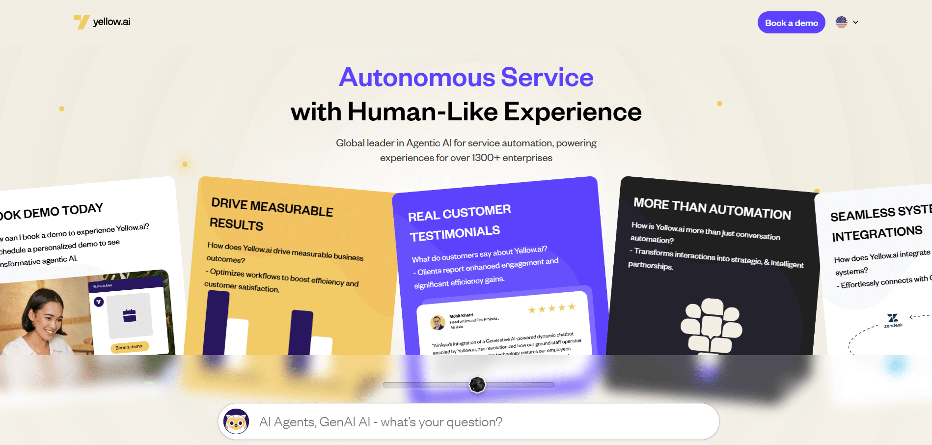 Interfaz de creación de agentes conversacionales en Yellow AI sin necesidad de código