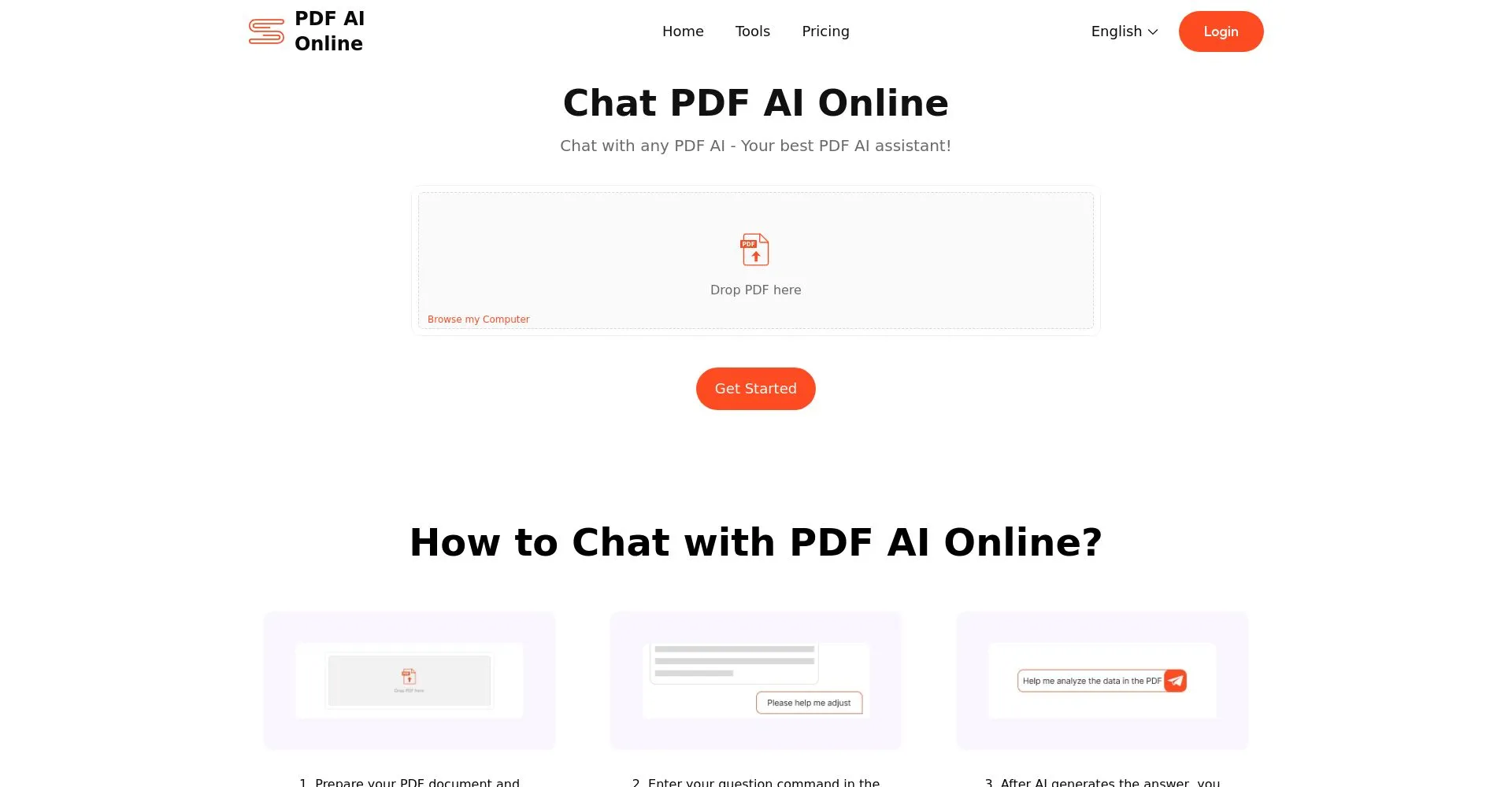 Captura de pantalla del sitio web PDF AI Online