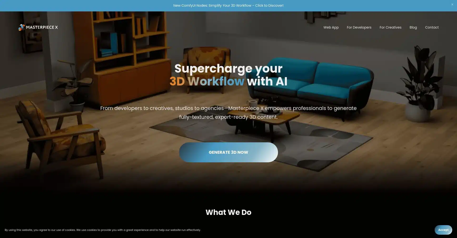 Interfaz de Masterpiece X para crear contenido 3D con IA