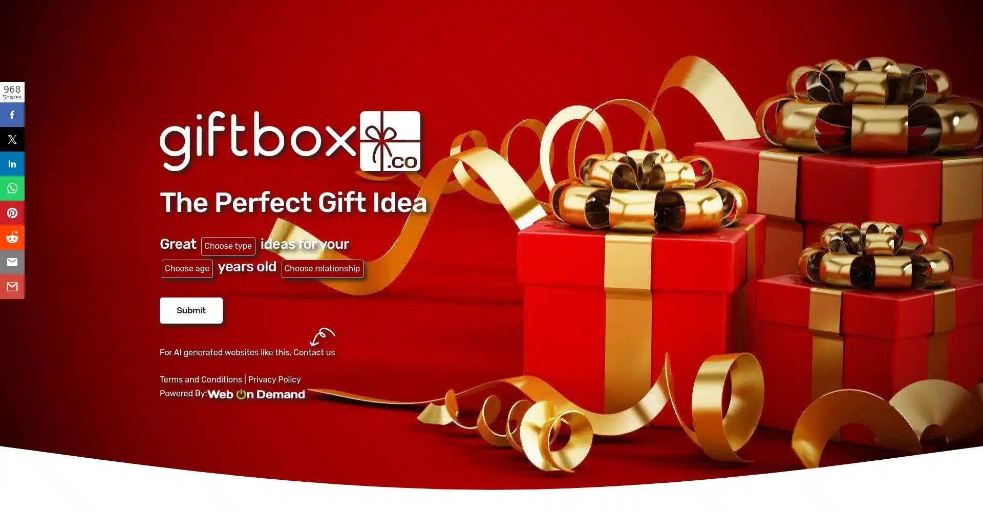 PƔgina web de giftbox.co con cajas de regalo