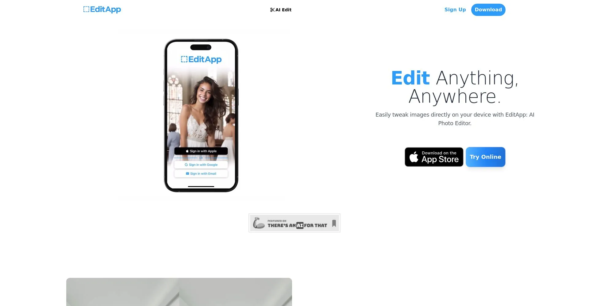 Aplicación EditApp en un teléfono