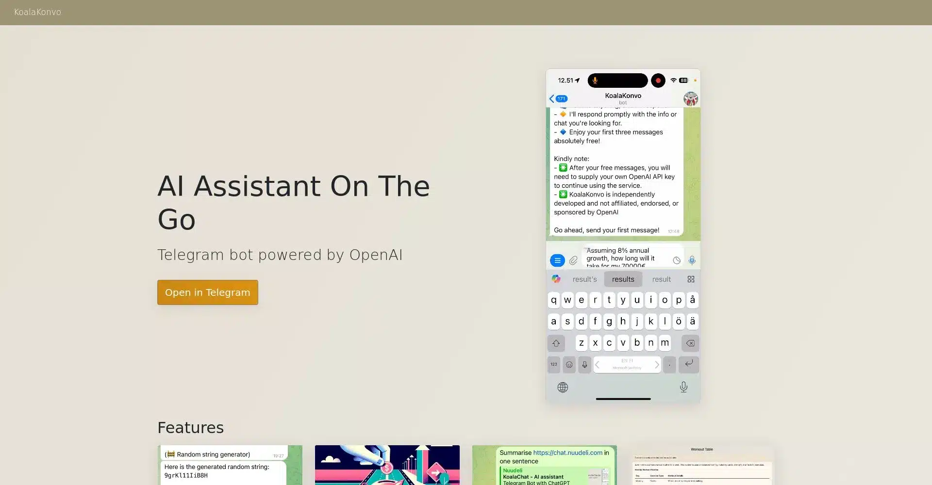 Bot de Telegram impulsado por OpenAI