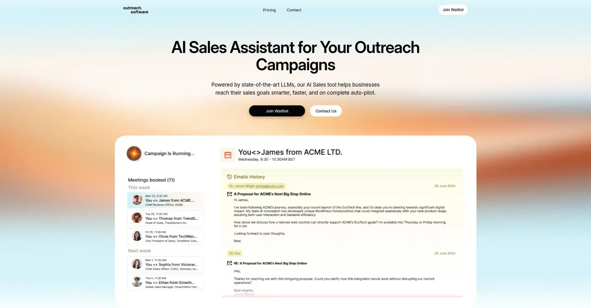 Interfaz de Asistente de Ventas de IA para Campañas de Alcance