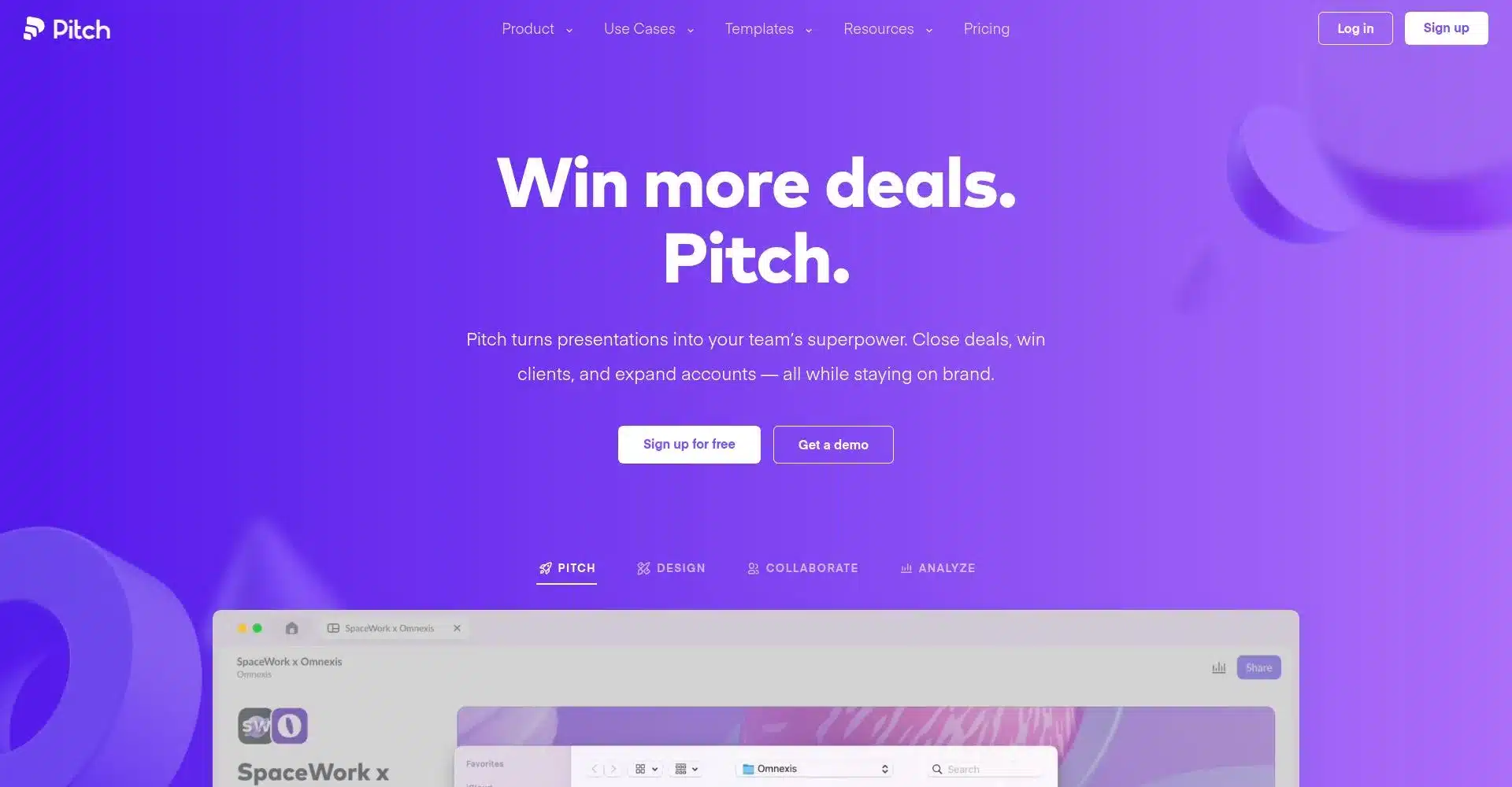 Sitio web de Pitch para presentaciones