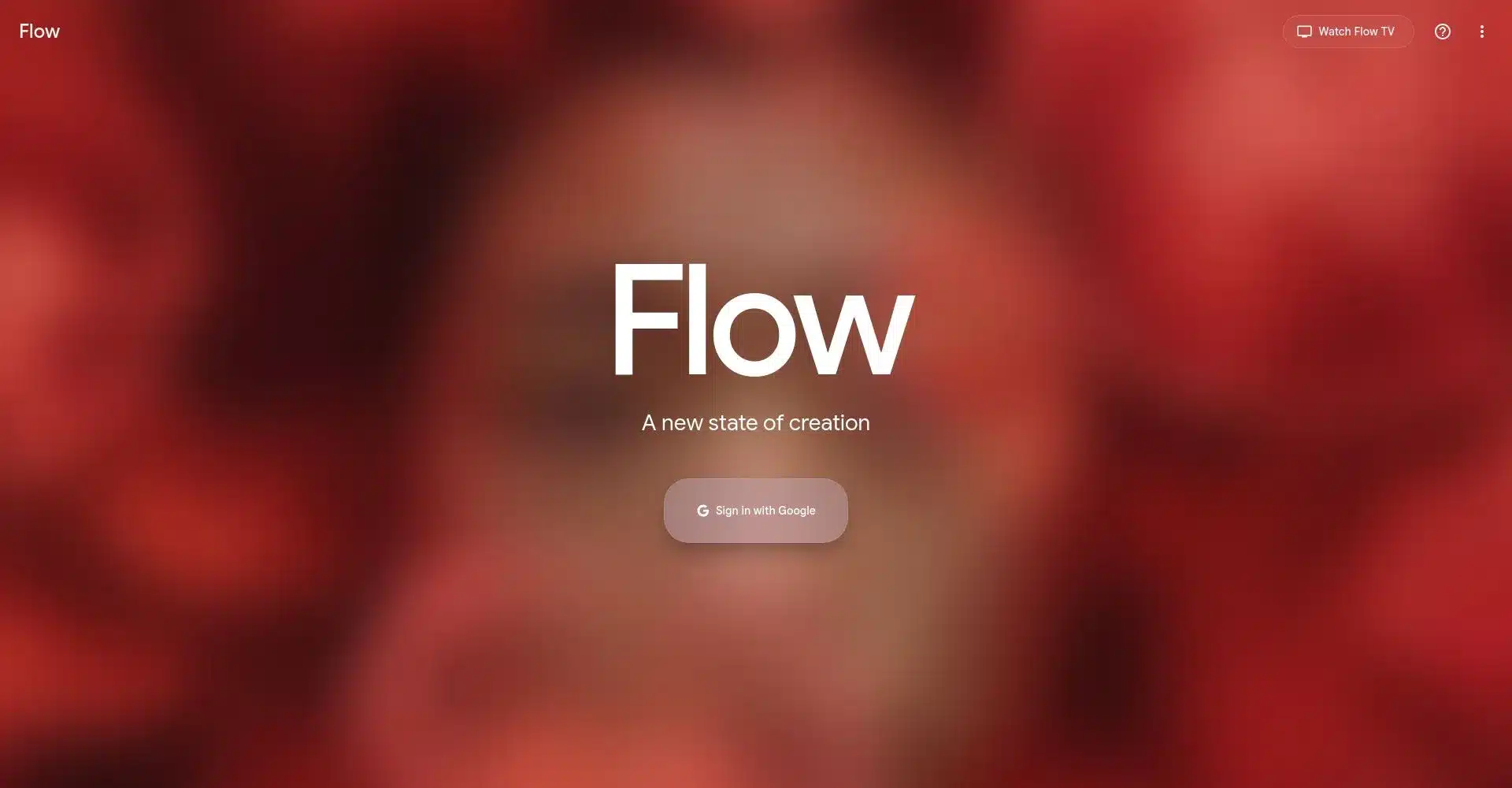 Página de inicio de Flow con un fondo rojo difuminado