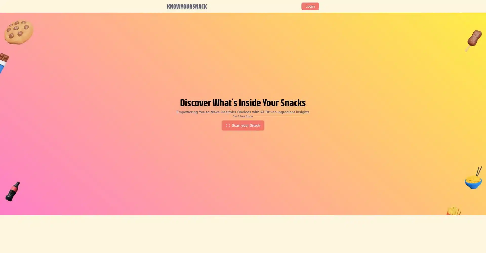 Interfaz del sitio web KnowYourSnack