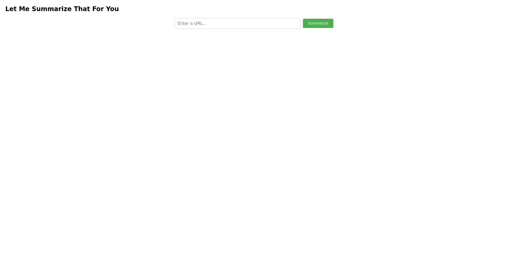 Interfaz de usuario de la herramienta de resumen de URL