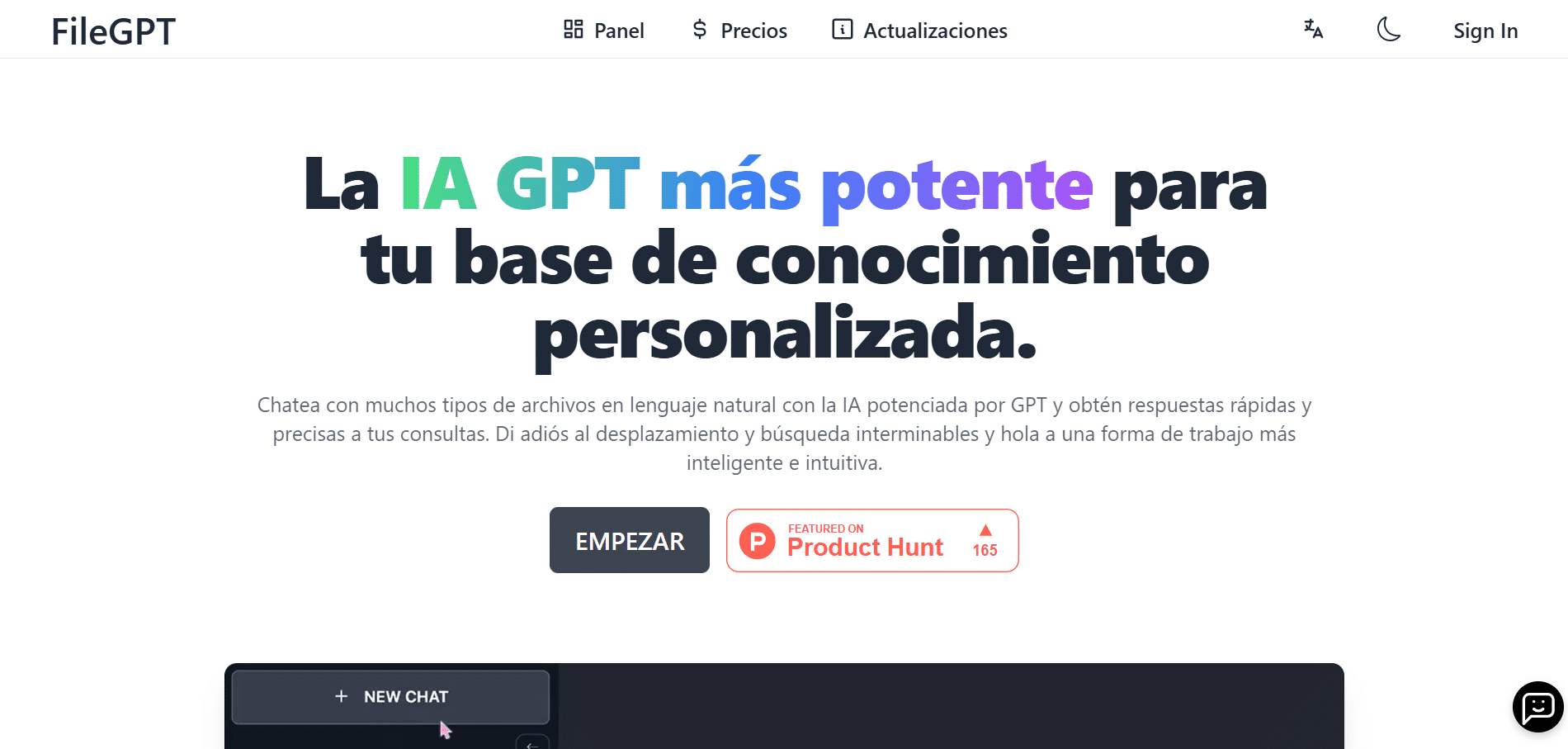 Interfaz de FileGPT para analizar múltiples documentos
