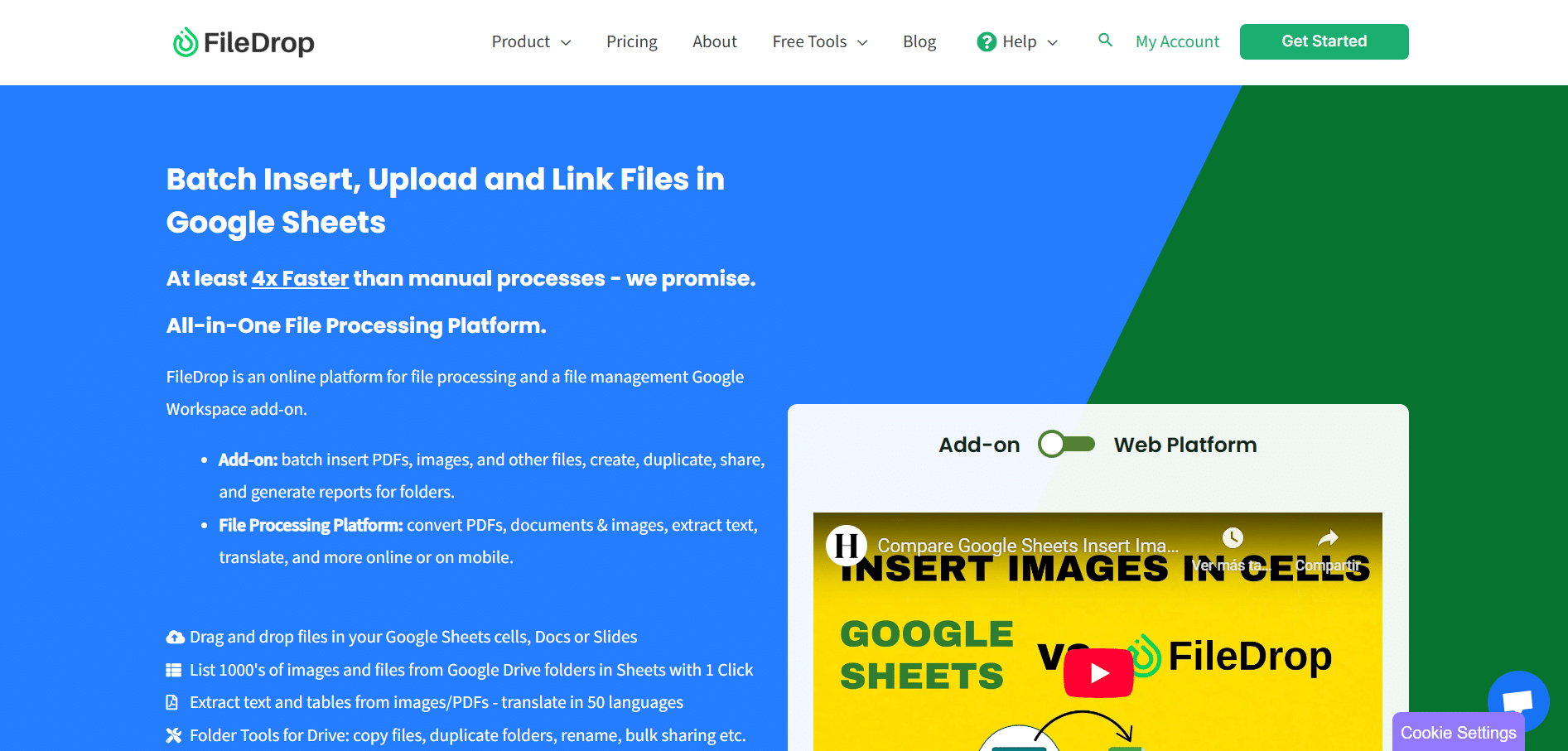 Plataforma FileDrop para insertar y gestionar archivos en Google Workspace
