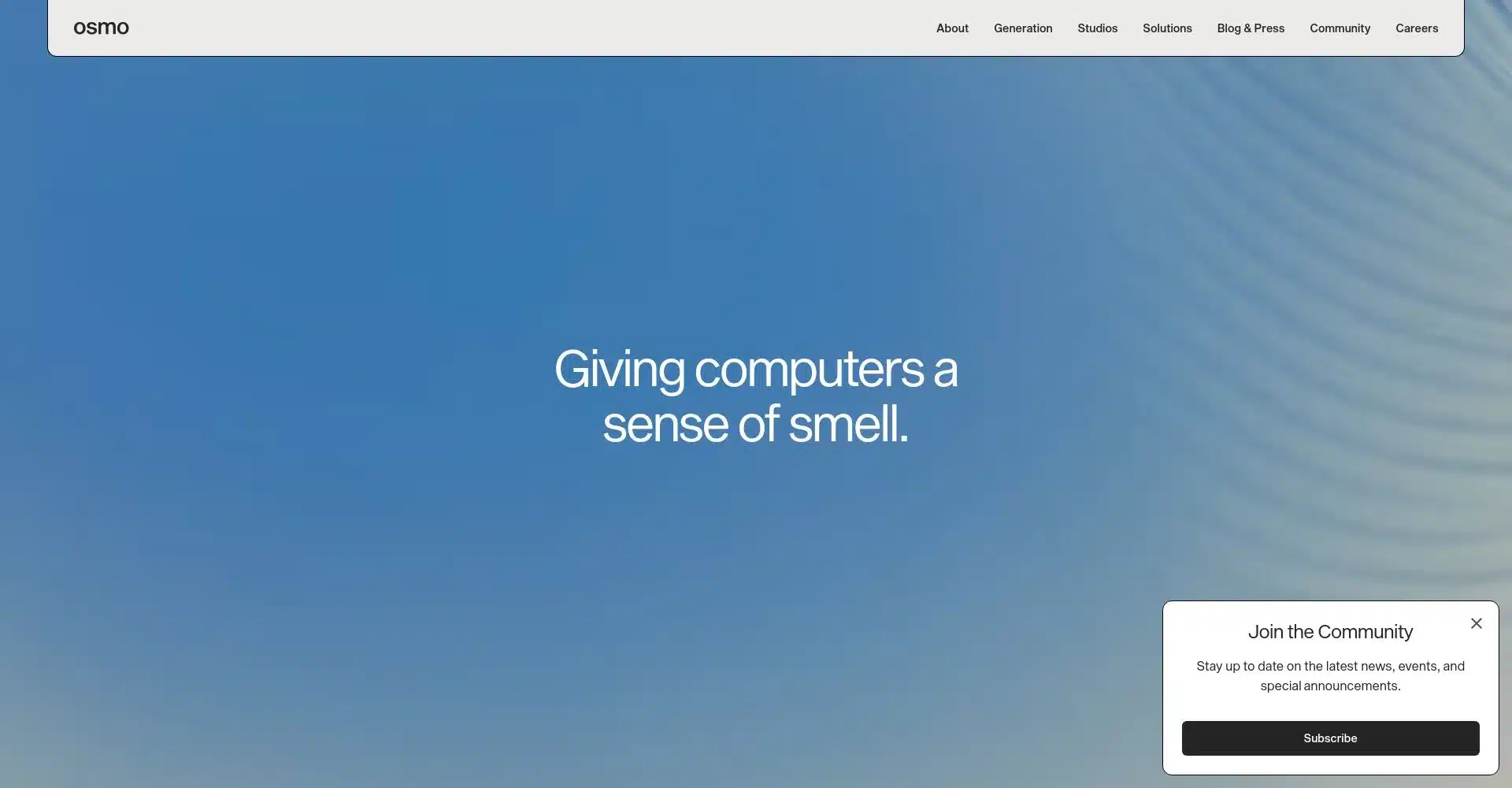Captura de pantalla de la página web de Osmo