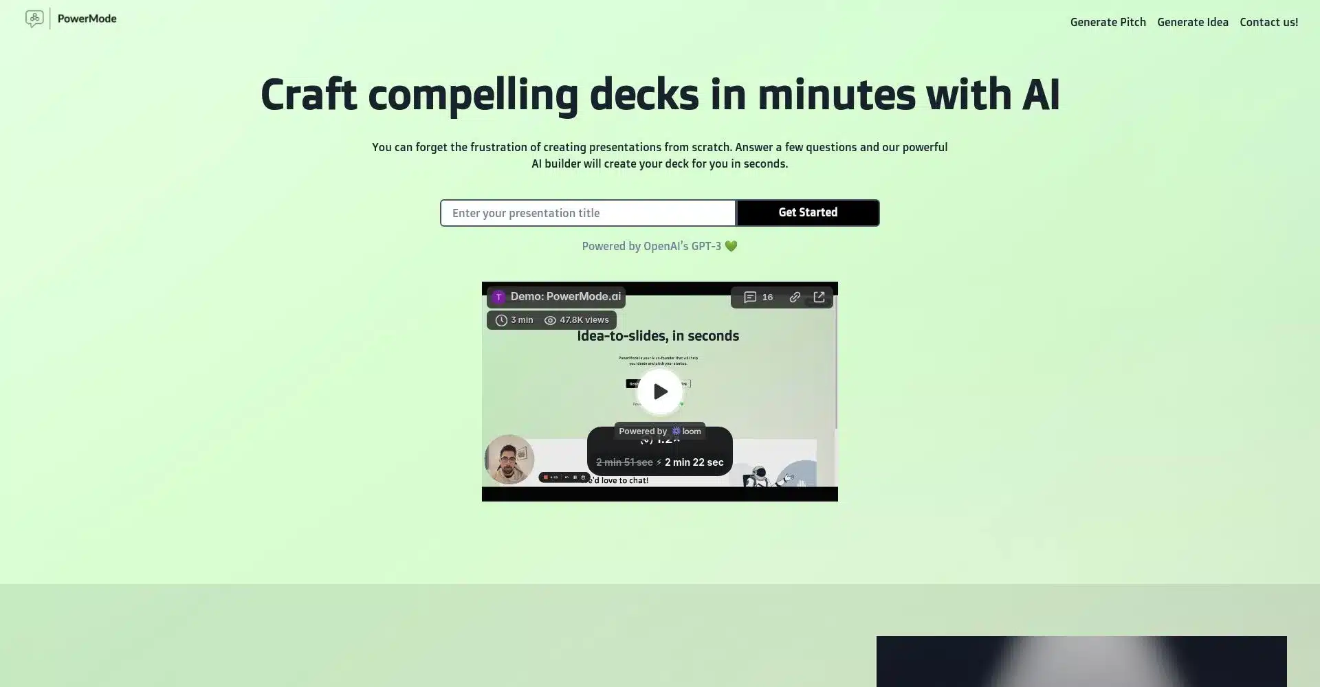Sitio web de PowerMode para crear presentaciones con IA
