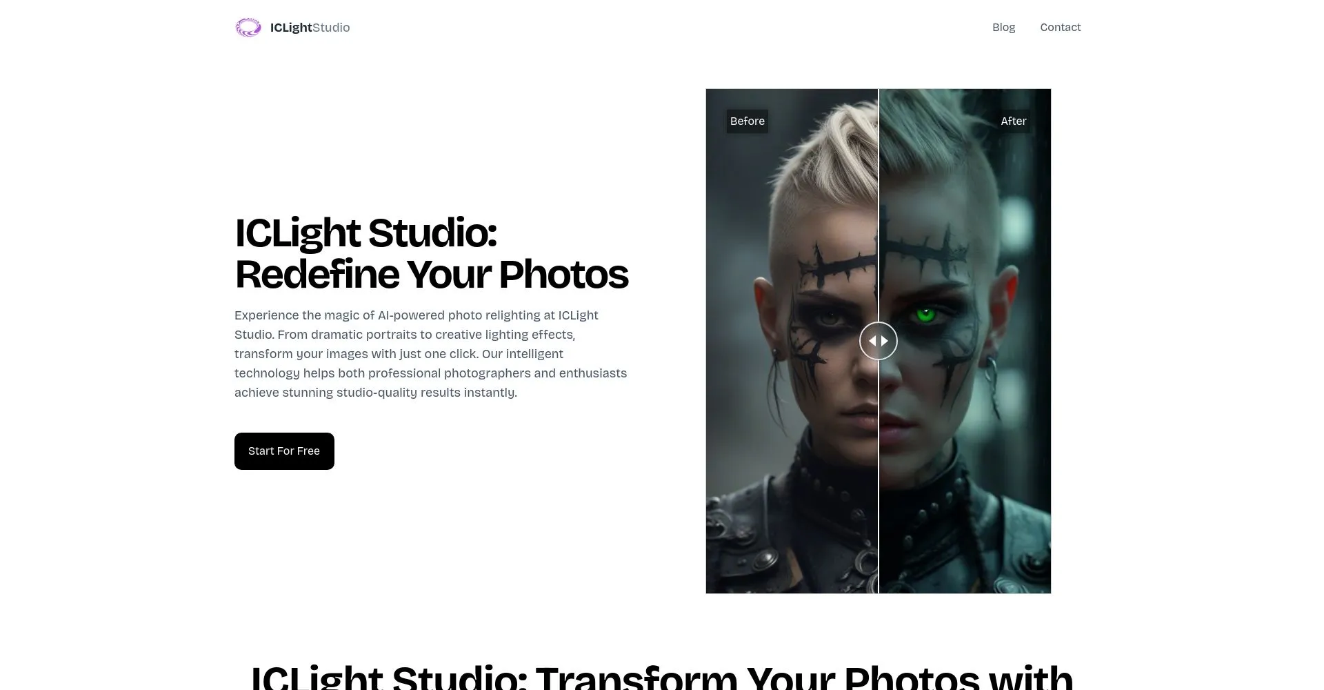 Comparación de imagen antes y después de usar ICLight Studio