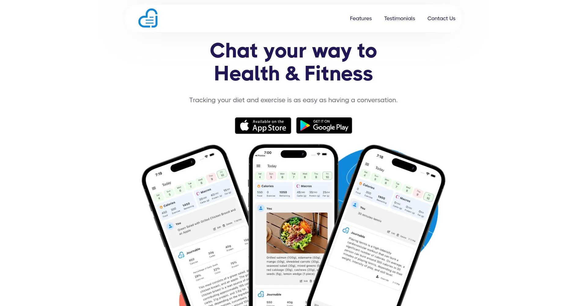 Pantalla de inicio de aplicación de salud y fitness