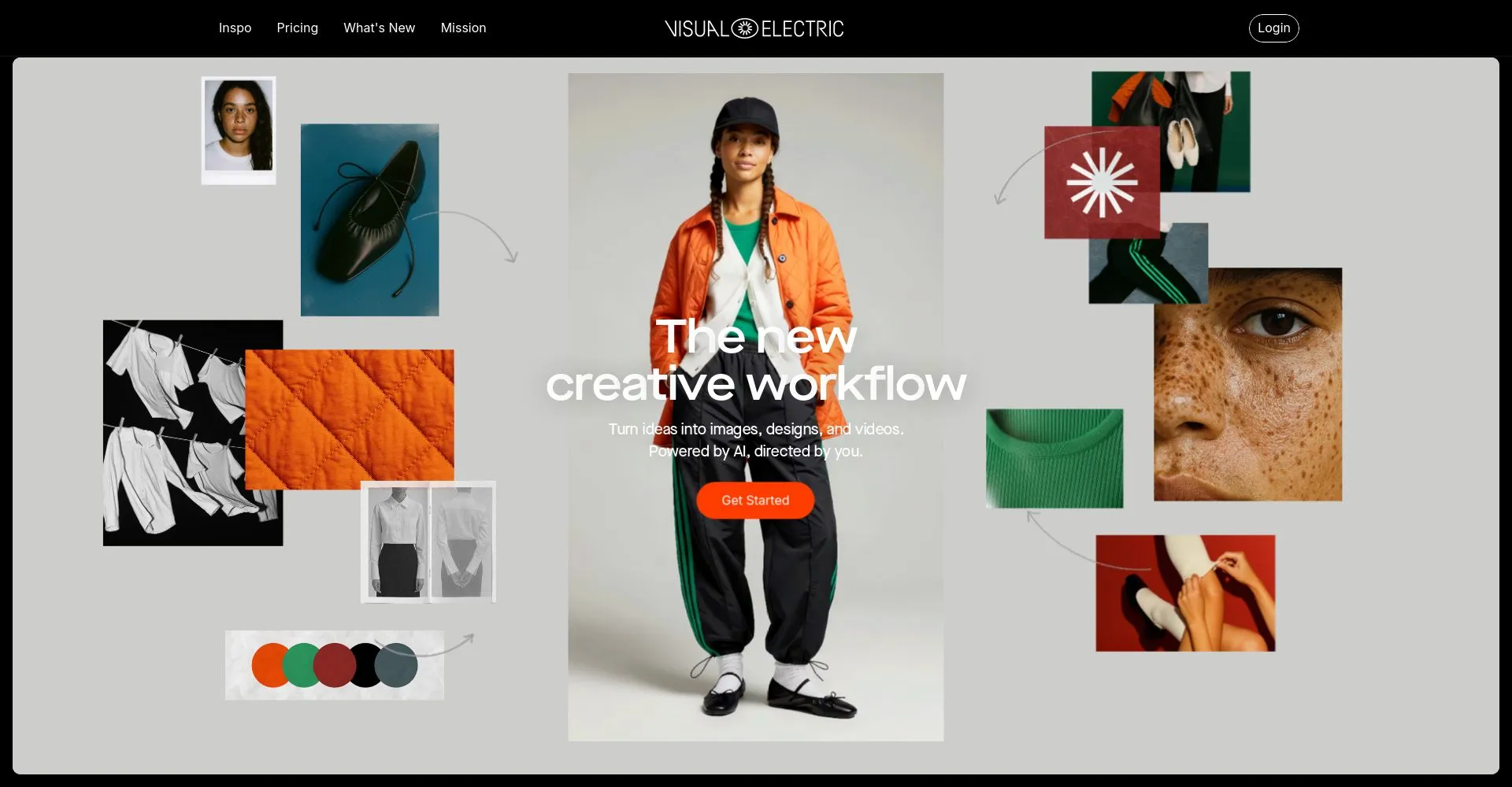Sitio web de Visual Electric mostrando un flujo de diseño creativo