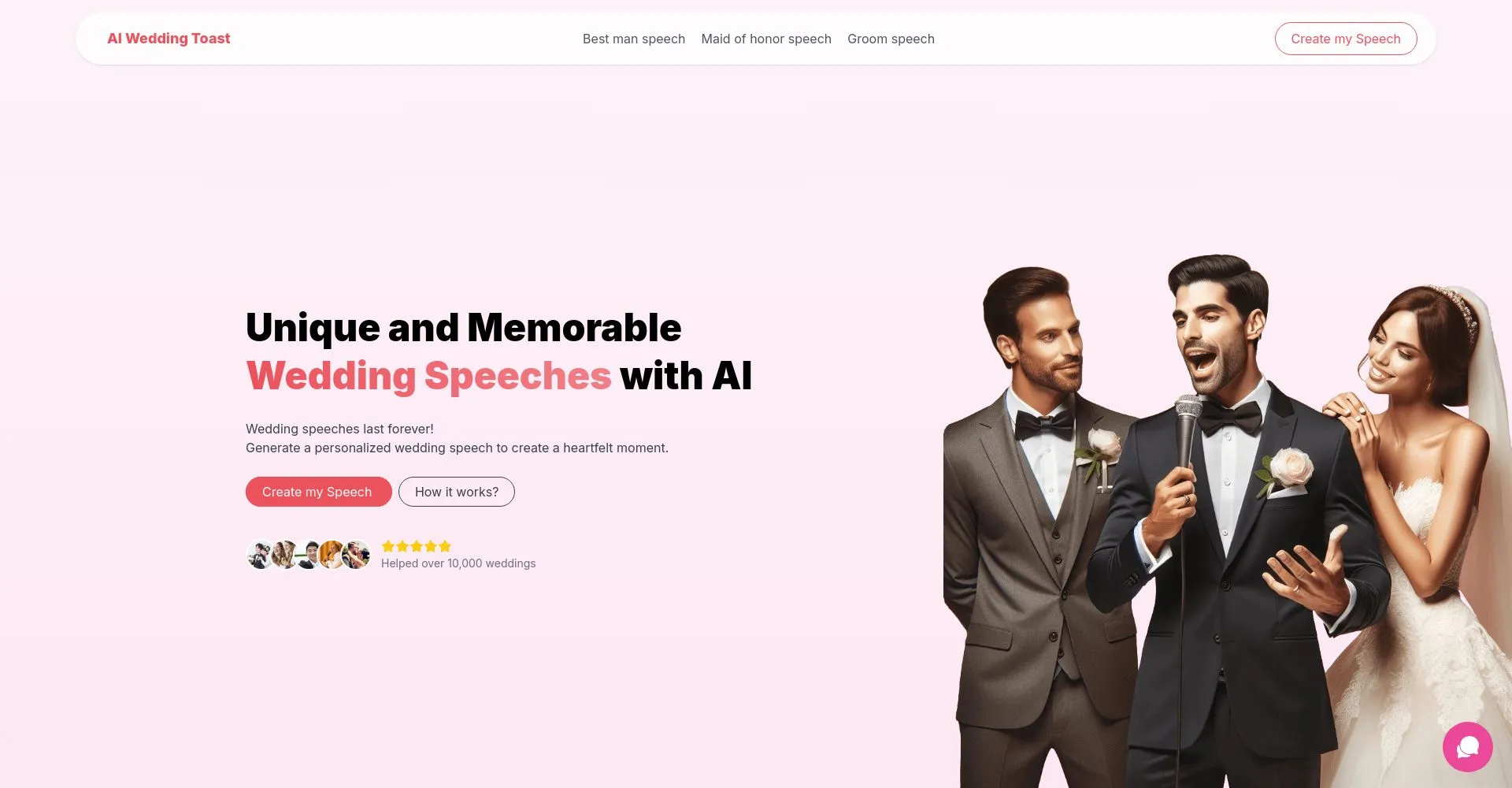 Página web de discursos de boda con inteligencia artificial