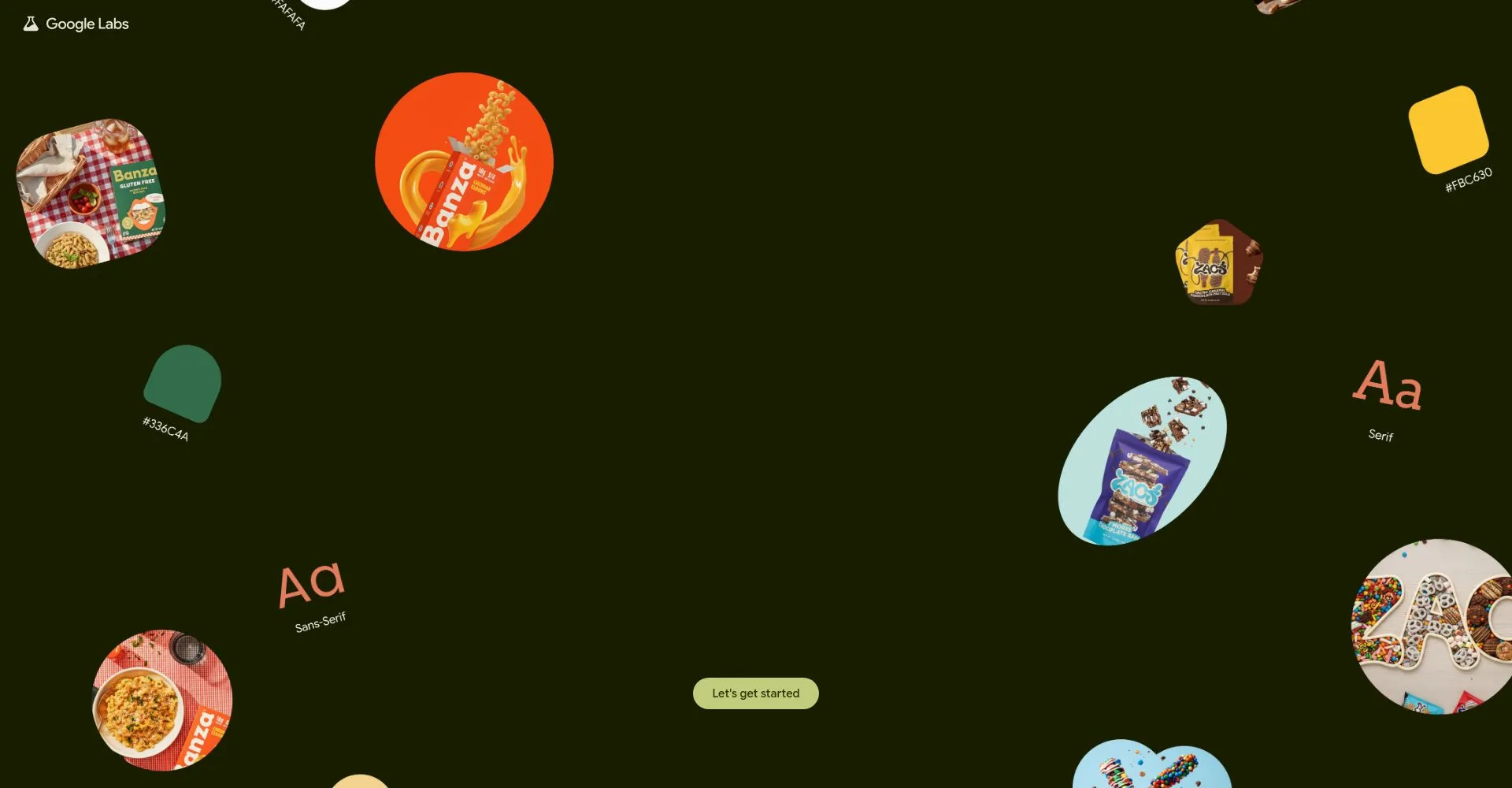 Captura de pantalla de diseño de sitio web con productos alimenticios.